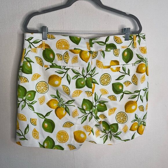 ISAAC MIZRAHI Tailored Shorts Womens‎ size 14 White Yellow Lemon Lime Summer 5” - Picture 5 of 10